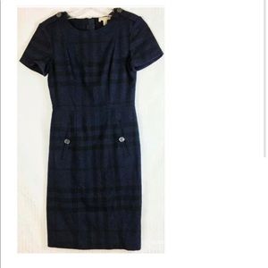 Burberry Brit, Blue Black Plaid Shift- Wool blend